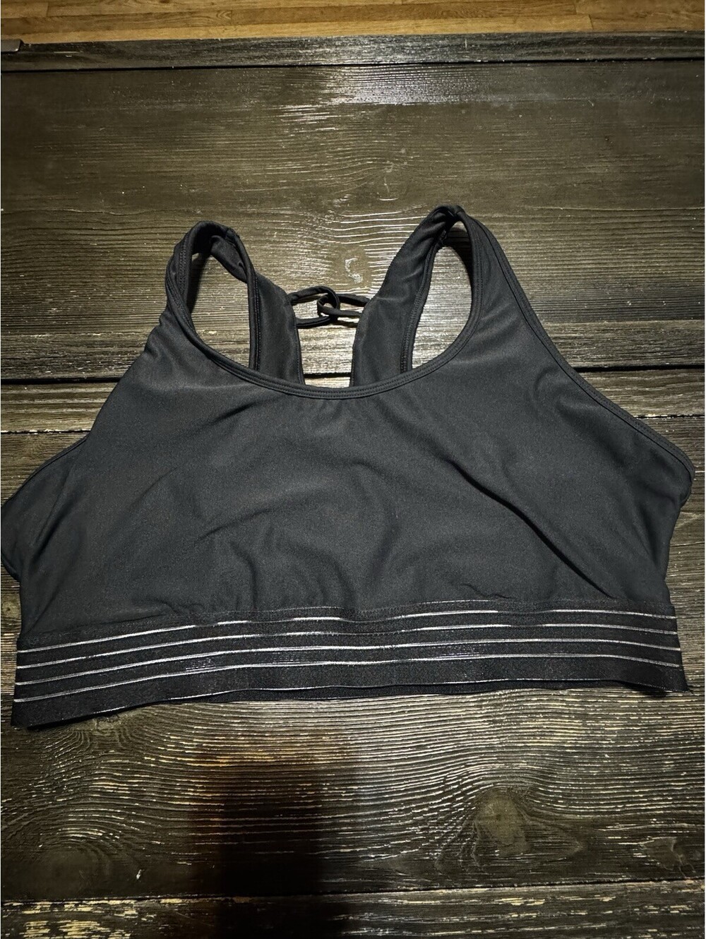 Avia Womens Sports Bra XL 20 Black Strappy Back Removable Pads Activewear